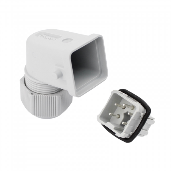 Industriesteckverbinder - Stecker gewinkelt 5 Polig 10A - Kunststoff